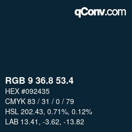 カラーコード: RGB 9 36.8 53.4 | qconv.com