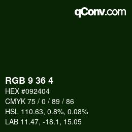 Color code: RGB 9 36 4 | qconv.com