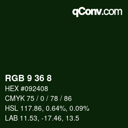 Color code: RGB 9 36 8 | qconv.com