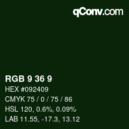Color code: RGB 9 36 9 | qconv.com