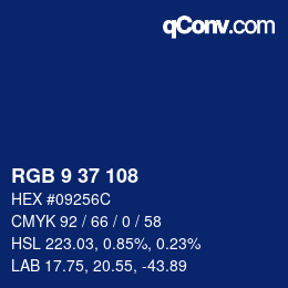 颜色代码: RGB 9 37 108 | qconv.com