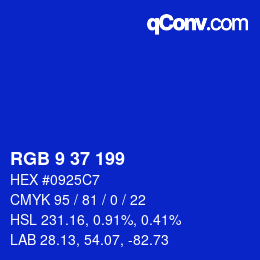 Color code: RGB 9 37 199 | qconv.com