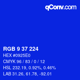 カラーコード: RGB 9 37 224 | qconv.com