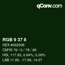 Color code: RGB 9 37 8 | qconv.com