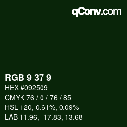 颜色代码: RGB 9 37 9 | qconv.com