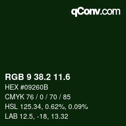 カラーコード: RGB 9 38.2 11.6 | qconv.com