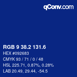 カラーコード: RGB 9 38.2 131.6 | qconv.com