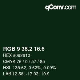 カラーコード: RGB 9 38.2 16.6 | qconv.com
