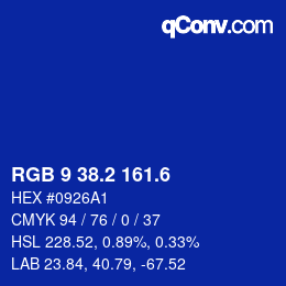 カラーコード: RGB 9 38.2 161.6 | qconv.com