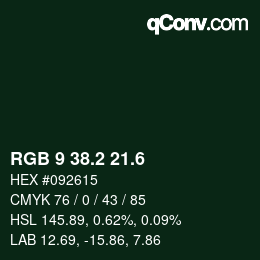 カラーコード: RGB 9 38.2 21.6 | qconv.com