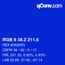 カラーコード: RGB 9 38.2 211.6 | qconv.com