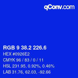 カラーコード: RGB 9 38.2 226.6 | qconv.com