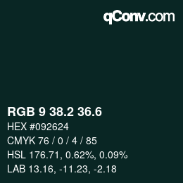 カラーコード: RGB 9 38.2 36.6 | qconv.com