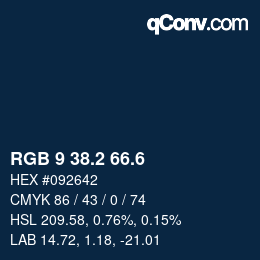カラーコード: RGB 9 38.2 66.6 | qconv.com
