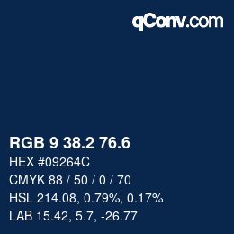 カラーコード: RGB 9 38.2 76.6 | qconv.com