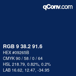 カラーコード: RGB 9 38.2 91.6 | qconv.com