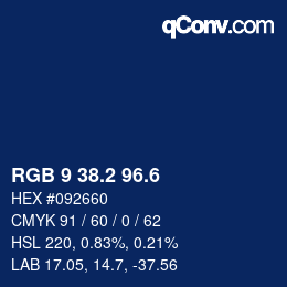 カラーコード: RGB 9 38.2 96.6 | qconv.com
