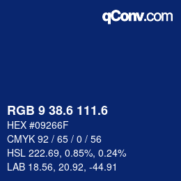 カラーコード: RGB 9 38.6 111.6 | qconv.com