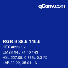 カラーコード: RGB 9 38.6 146.6 | qconv.com