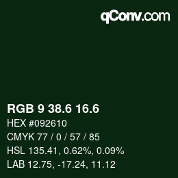 カラーコード: RGB 9 38.6 16.6 | qconv.com