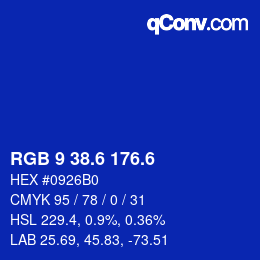 カラーコード: RGB 9 38.6 176.6 | qconv.com