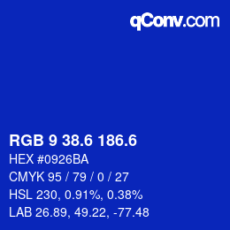 カラーコード: RGB 9 38.6 186.6 | qconv.com