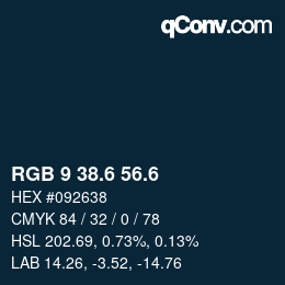 カラーコード: RGB 9 38.6 56.6 | qconv.com
