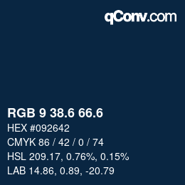 カラーコード: RGB 9 38.6 66.6 | qconv.com