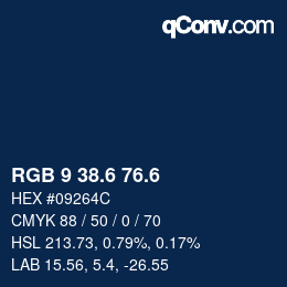 カラーコード: RGB 9 38.6 76.6 | qconv.com