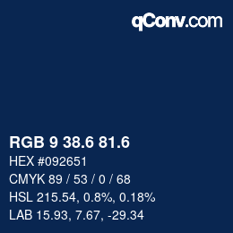 カラーコード: RGB 9 38.6 81.6 | qconv.com