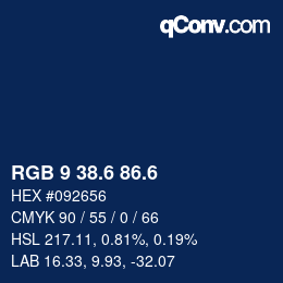 カラーコード: RGB 9 38.6 86.6 | qconv.com