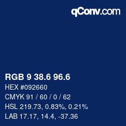 カラーコード: RGB 9 38.6 96.6 | qconv.com