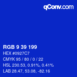 Color code: RGB 9 39 199 | qconv.com