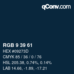 カラーコード: RGB 9 39 61 | qconv.com