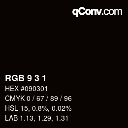 颜色代码: RGB 9 3 1 | qconv.com