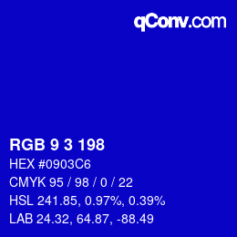 Color code: RGB 9 3 198 | qconv.com