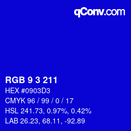 カラーコード: RGB 9 3 211 | qconv.com