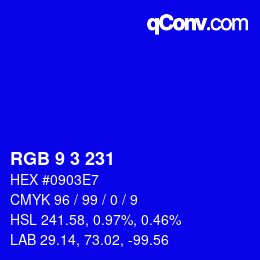 Color code: RGB 9 3 231 | qconv.com