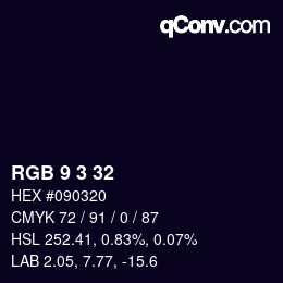 Color code: RGB 9 3 32 | qconv.com