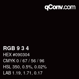 Color code: RGB 9 3 4 | qconv.com