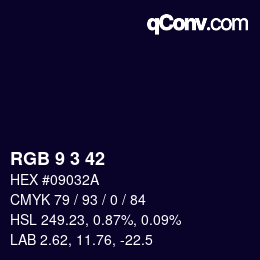 Color code: RGB 9 3 42 | qconv.com