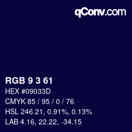 Color code: RGB 9 3 61 | qconv.com