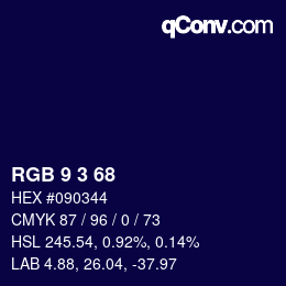 カラーコード: RGB 9 3 68 | qconv.com