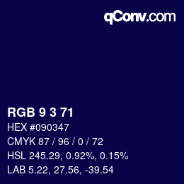 Color code: RGB 9 3 71 | qconv.com