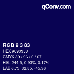 Color code: RGB 9 3 83 | qconv.com