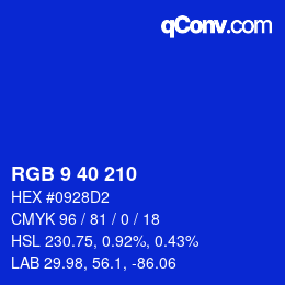 カラーコード: RGB 9 40 210 | qconv.com