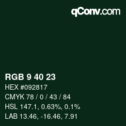 Color code: RGB 9 40 23 | qconv.com