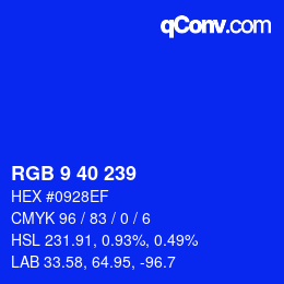 Color code: RGB 9 40 239 | qconv.com