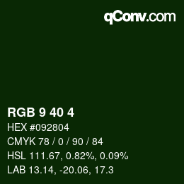 カラーコード: RGB 9 40 4 | qconv.com