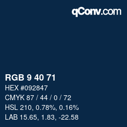 Color code: RGB 9 40 71 | qconv.com